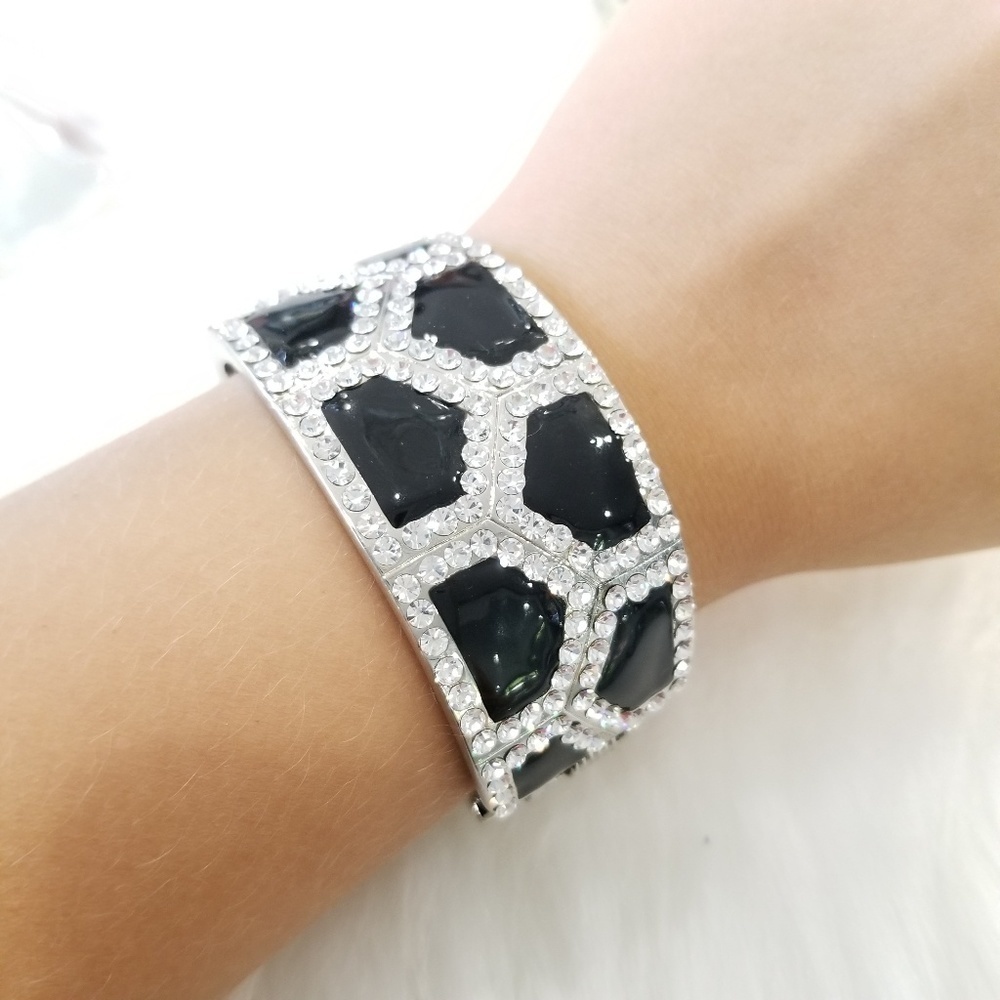 Black & silver rhinestone bracelet